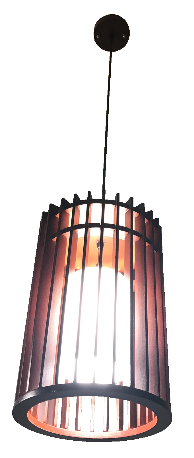 Đèn thả đơn gỗ chao thủy tinh 1013-1