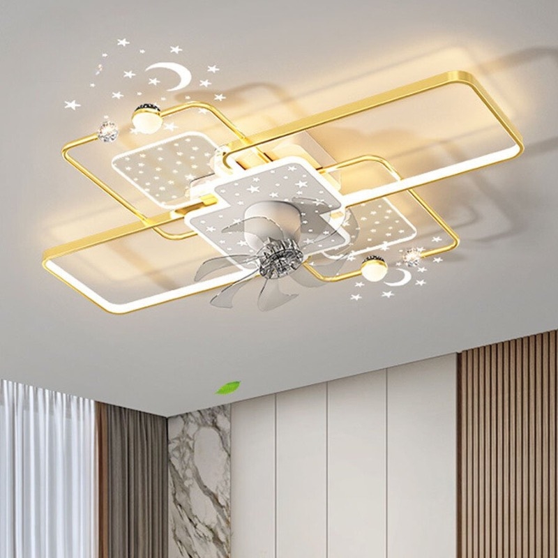 Đèn ốp trần led gắn quạt Y005-GD/115x75