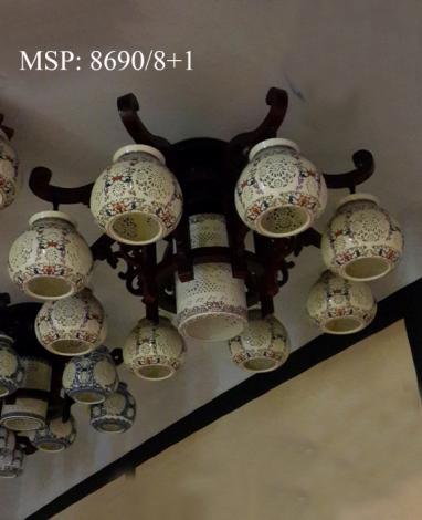 Đèn chùm gỗ gốm 8690/8+1