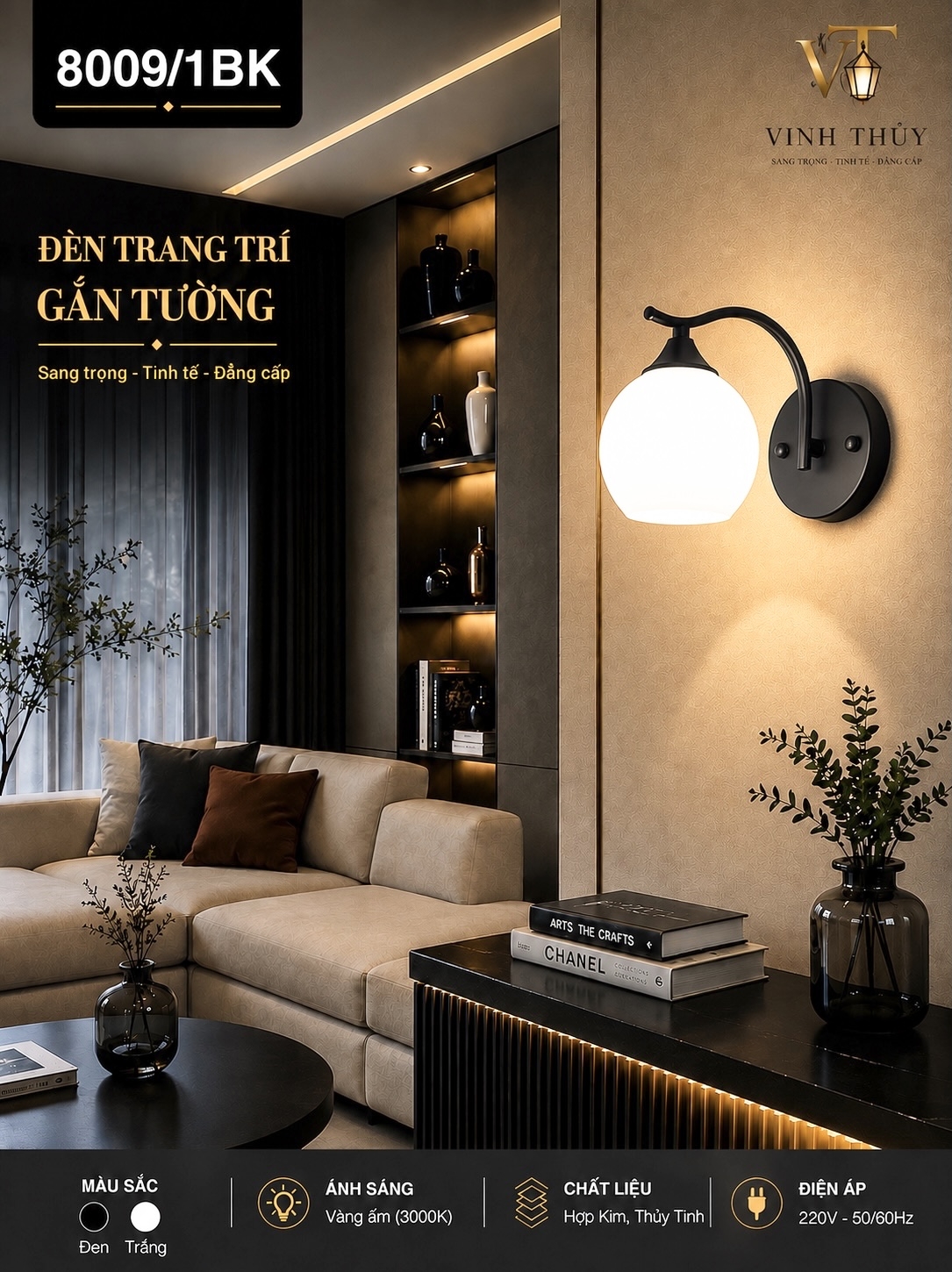 Đèn tường tay sắt 8009/1