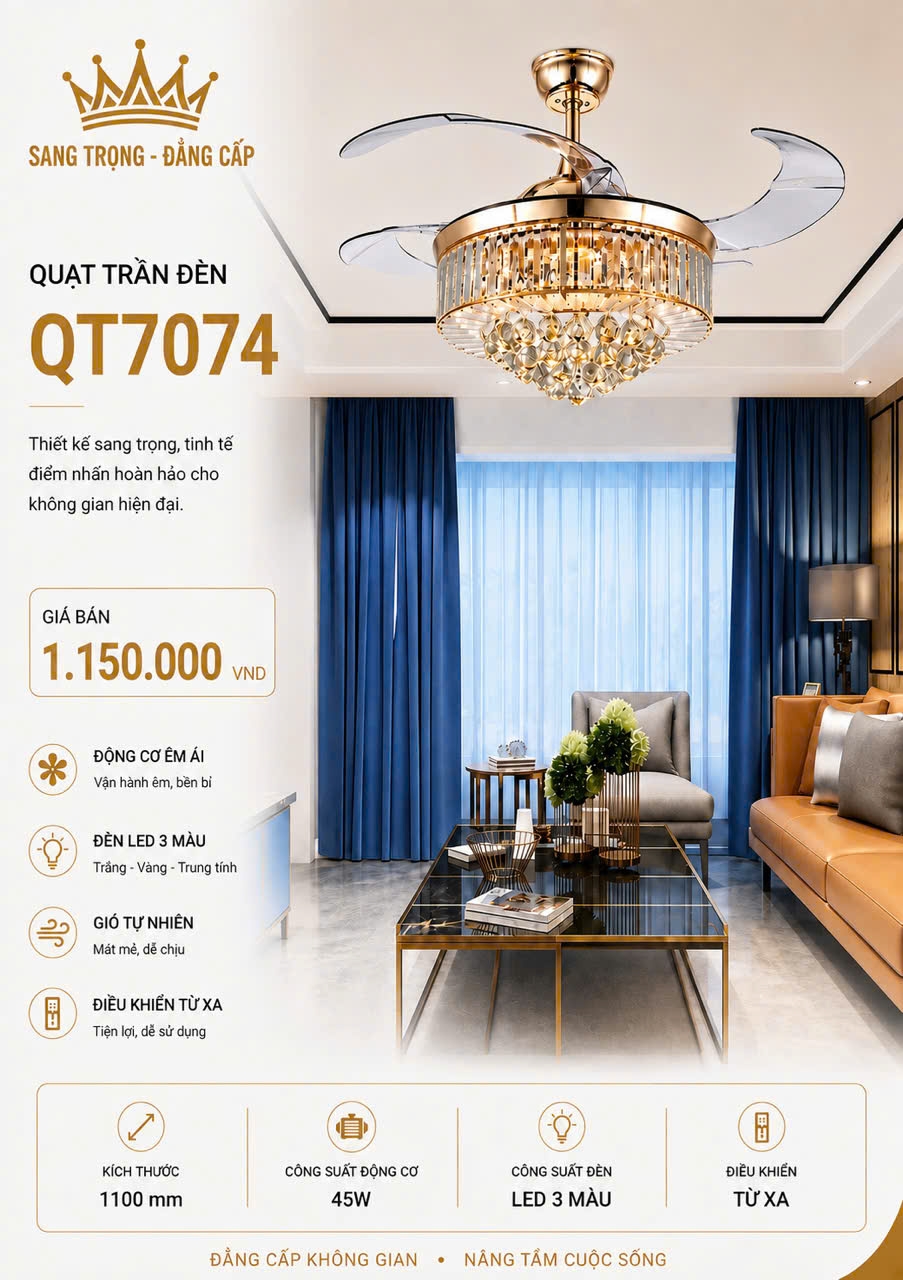 Quạt trần giấu cánh 7074 (QT6680)