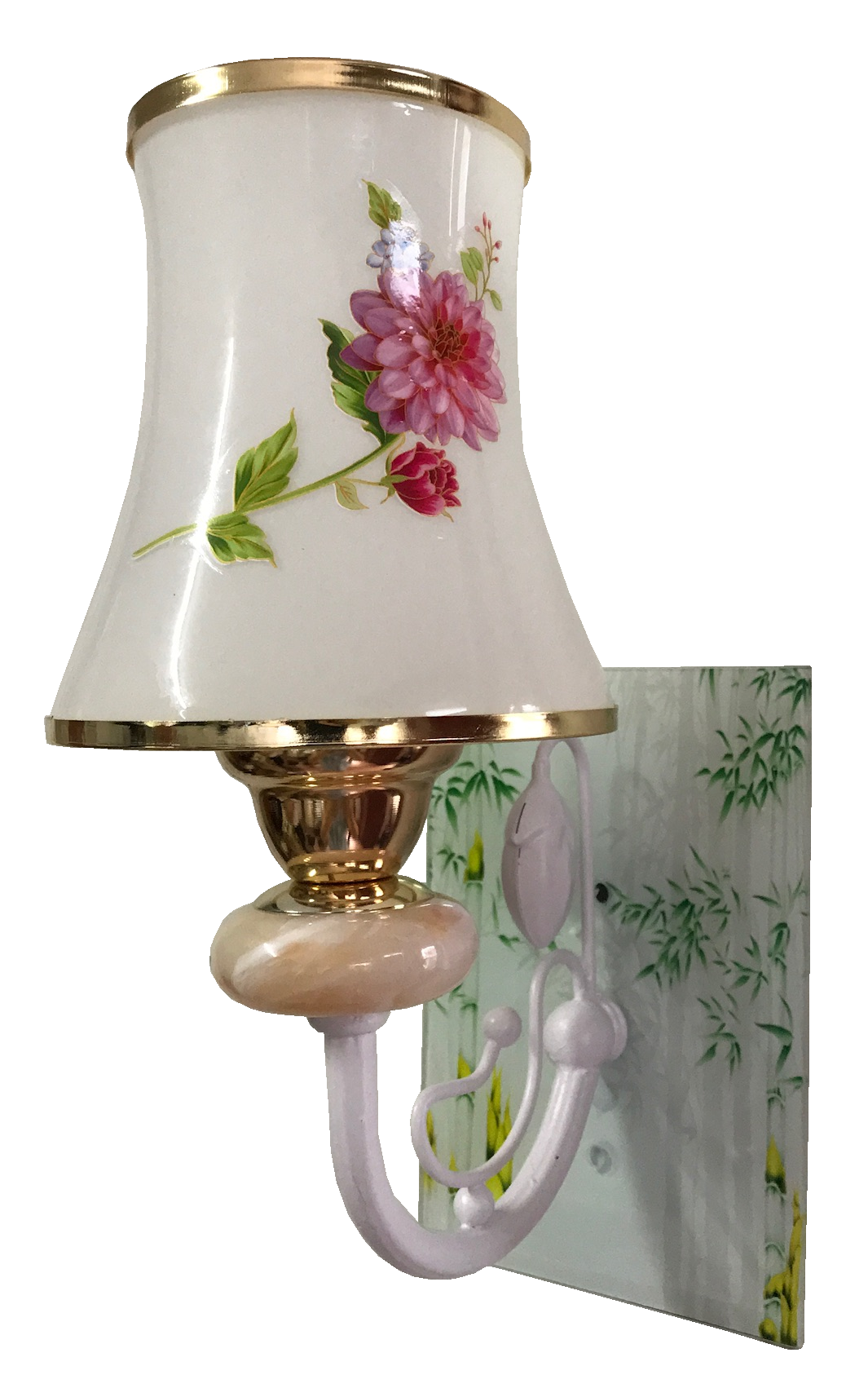 Đèn tường đế kính in hoa lá 8992/1