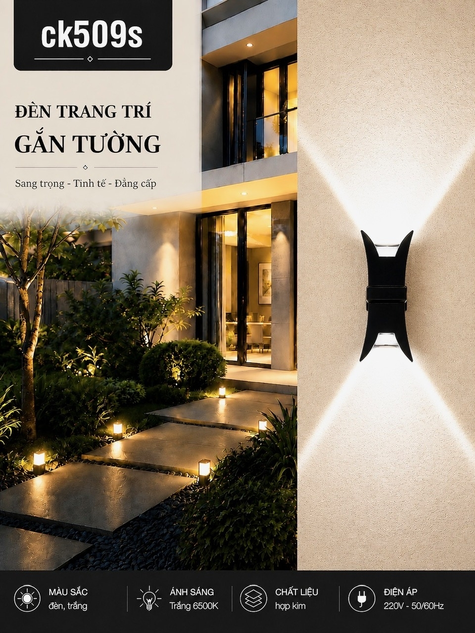 Đèn hắt rọi CK509S(6,5x14x6,5)