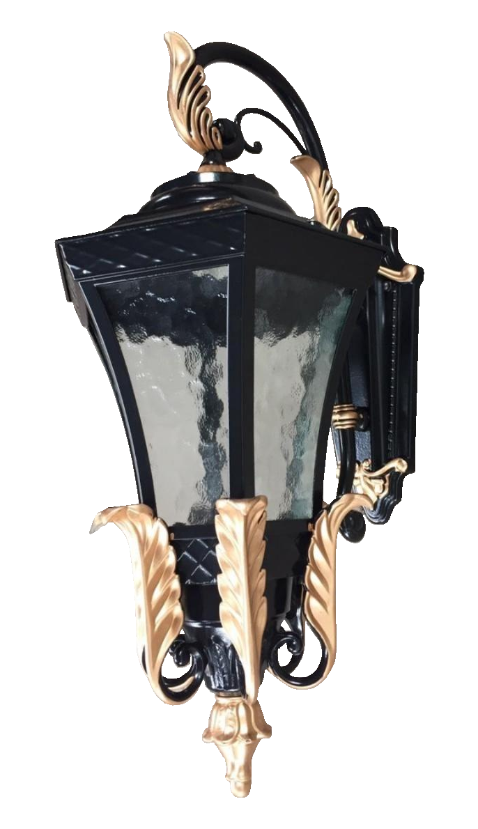 Đèn cột sơn đen nhũ vàng 0328BK(20x53x28)