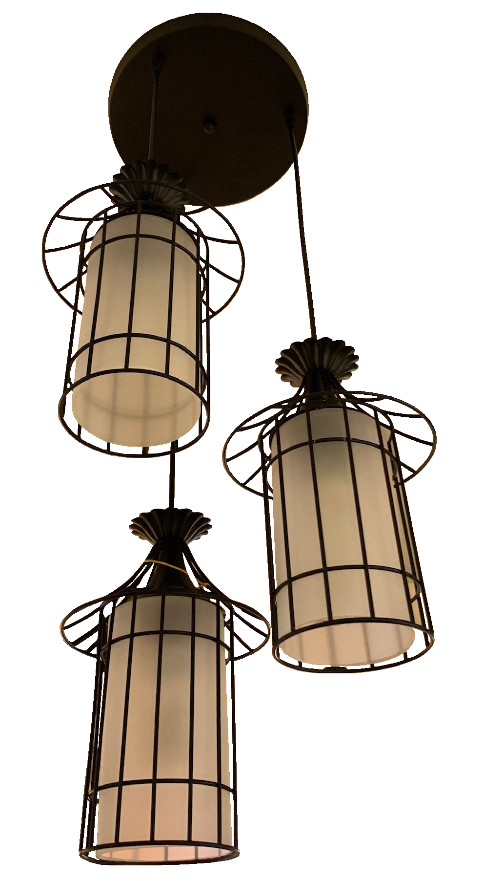 Đèn thả 3 khung sắt chao thủy tinh 8925/3