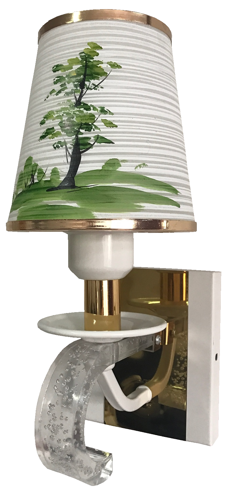Đèn tường  đế sắt mạ chao in hoa 8721/1