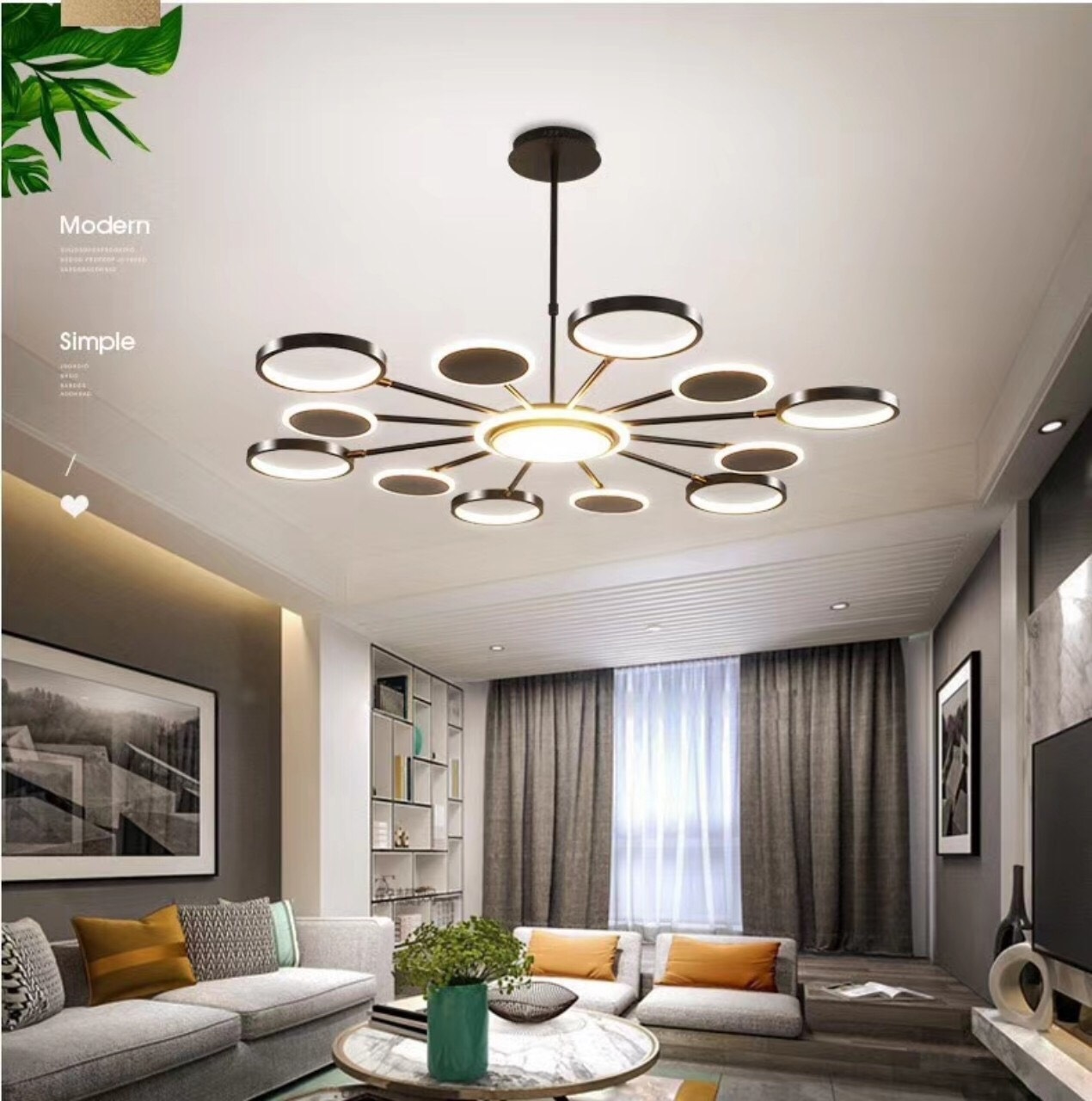 Đèn chùm CH 2038/12 ( 9261/12 BK) (110cm)