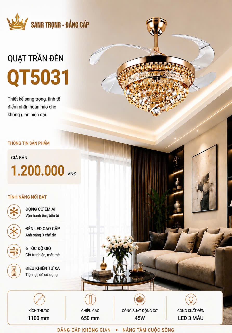 Quạt trần đèn 5031 (QT6026)