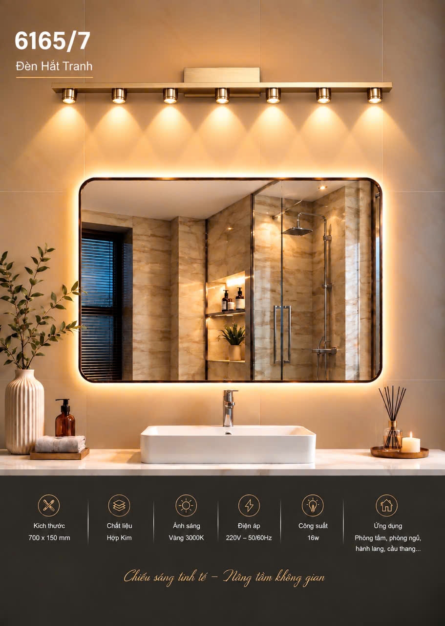 Đèn soi tranh bóng led 6165-7GD ( 70cm) - 3 cđ
