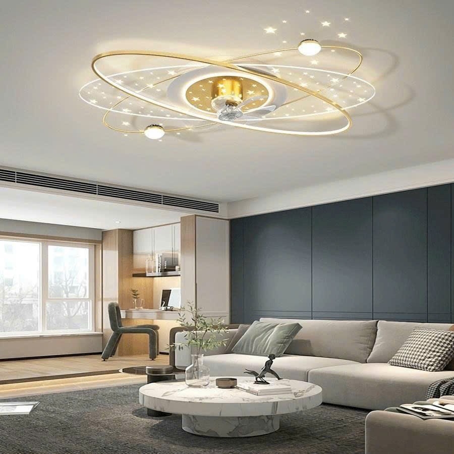 Đèn ốp trần led gắn quạt Y001-GD/110x70