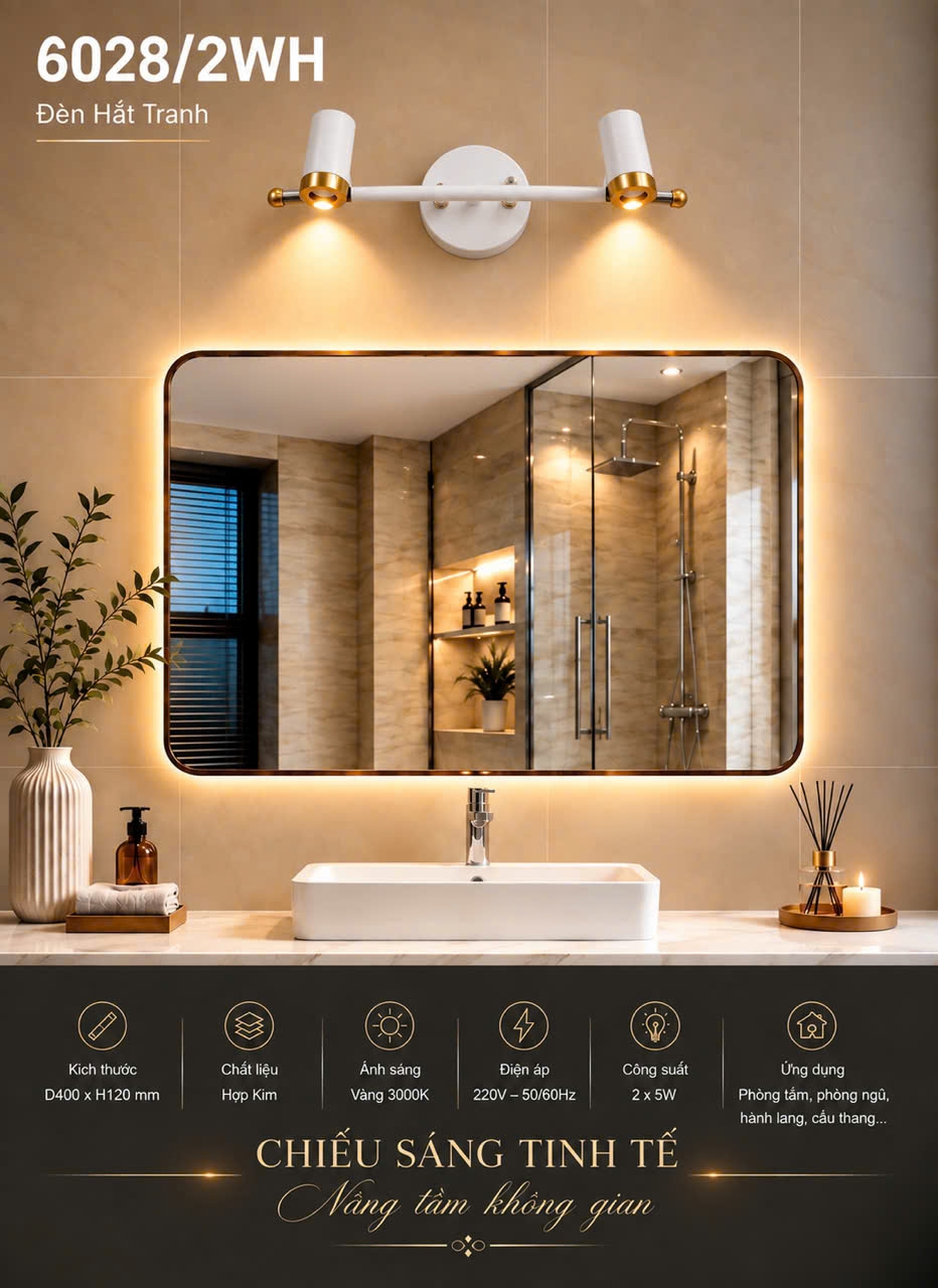 Đèn soi tranh led thân trắng 6028-2WH