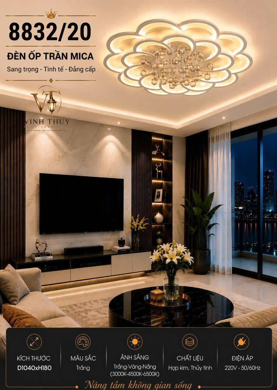 Đèn ốp led cánh hoa 8832/20(R960xH180)