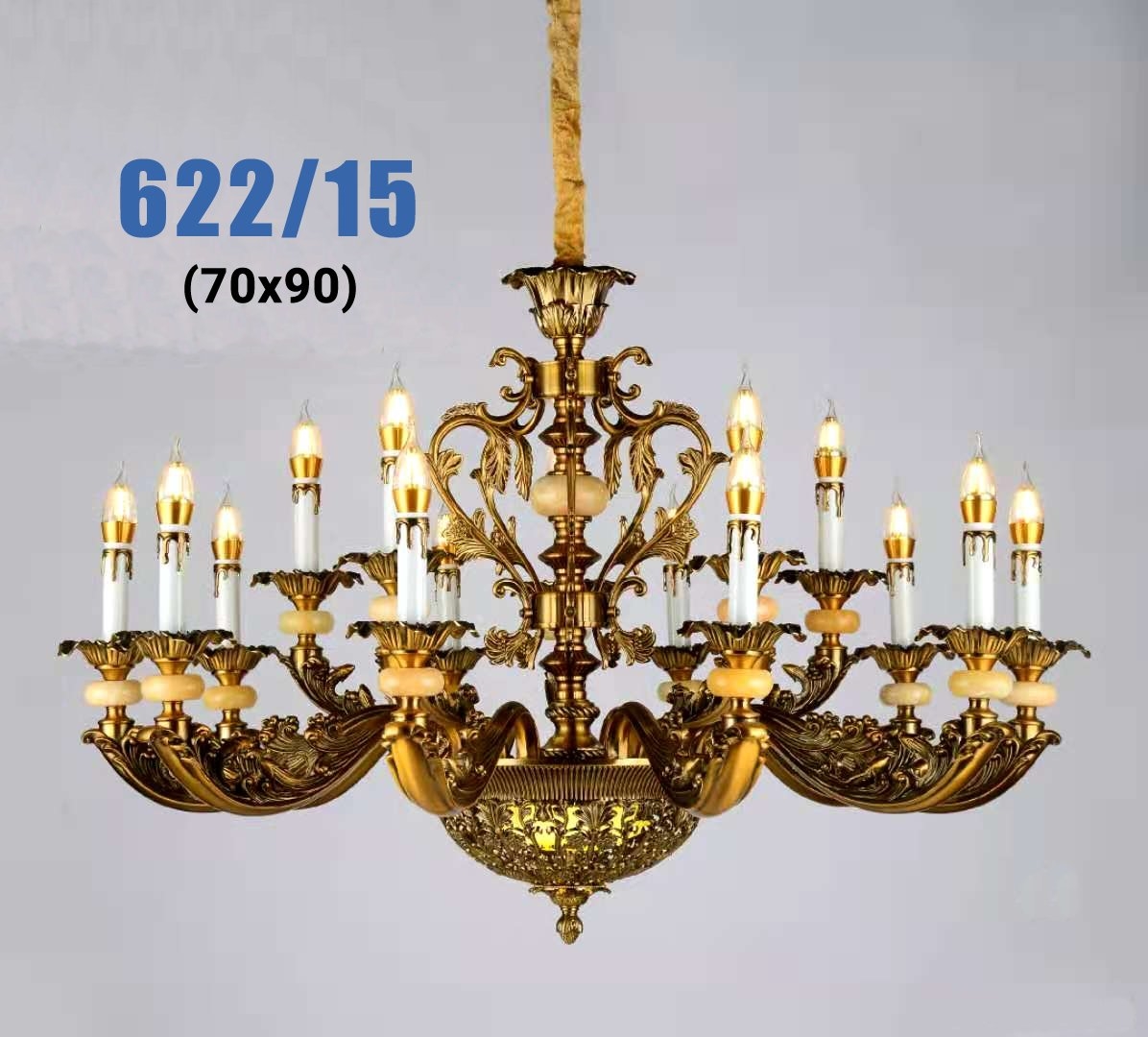 Đèn chùm mạ đồng tay cá MD7301/15 (622/15)(90x70)