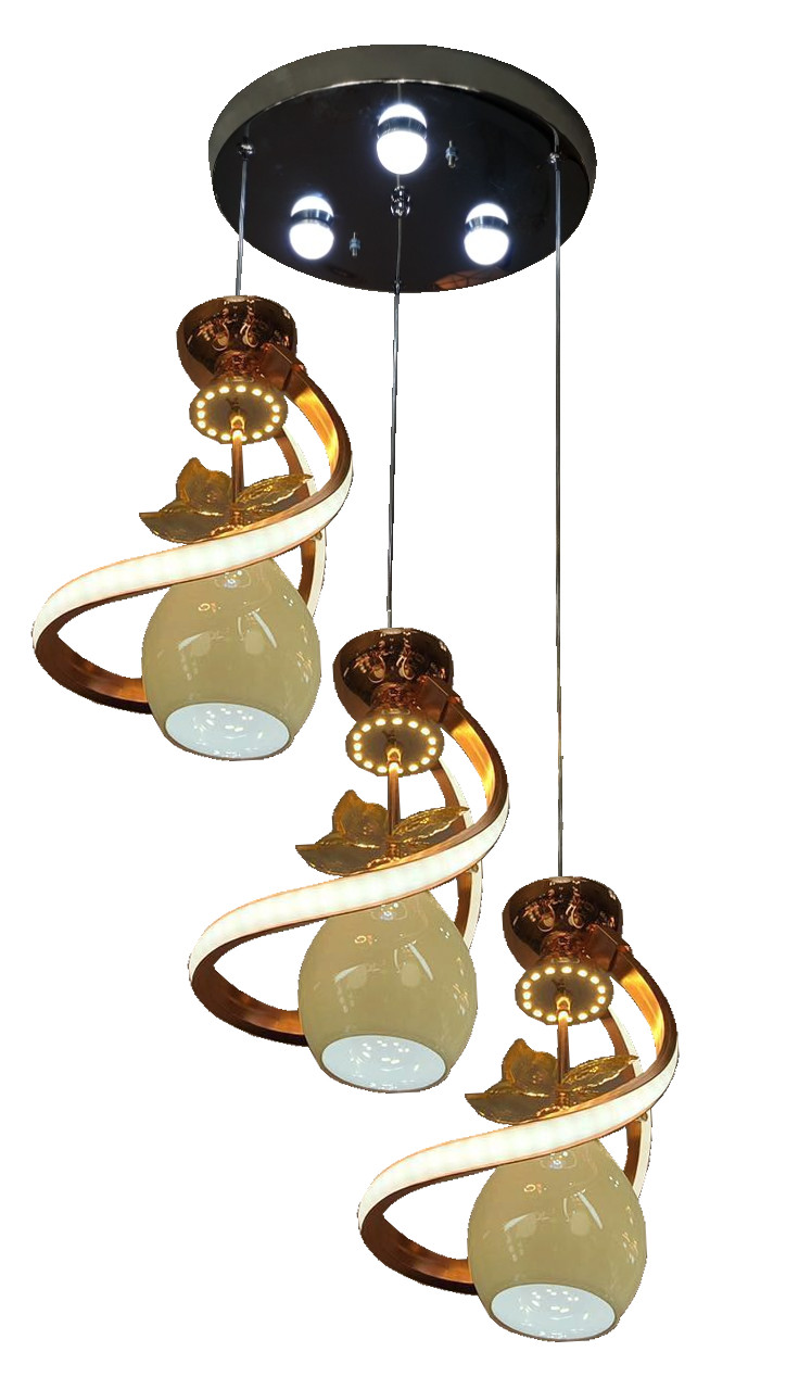 Đèn thả 3 đế led chao thủy tinh 1728/3