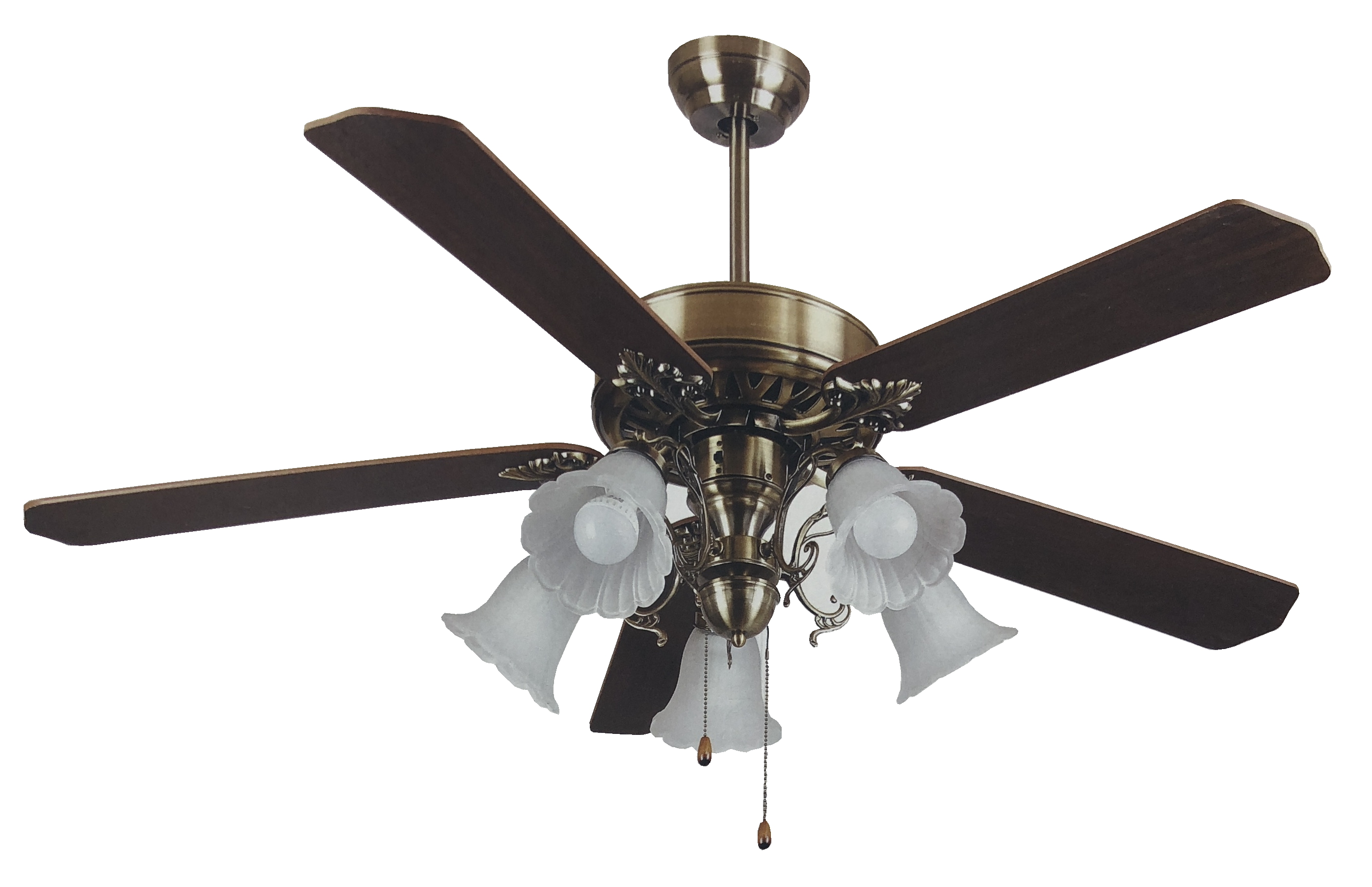 Quạt trần đèn chao thủy tinh 96016