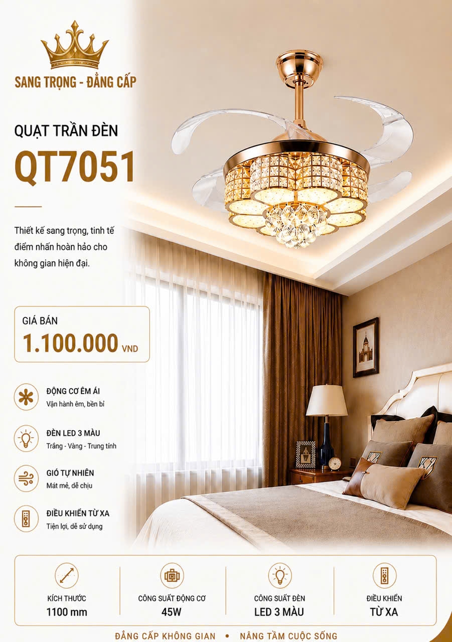 Quạt trần đèn QT7051(6115)