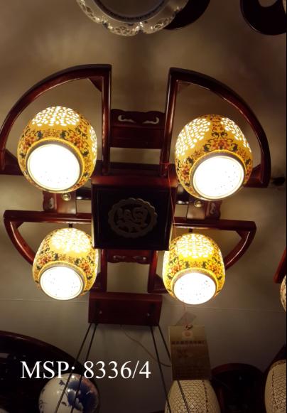 Đèn chùm gỗ gốm 8336/4