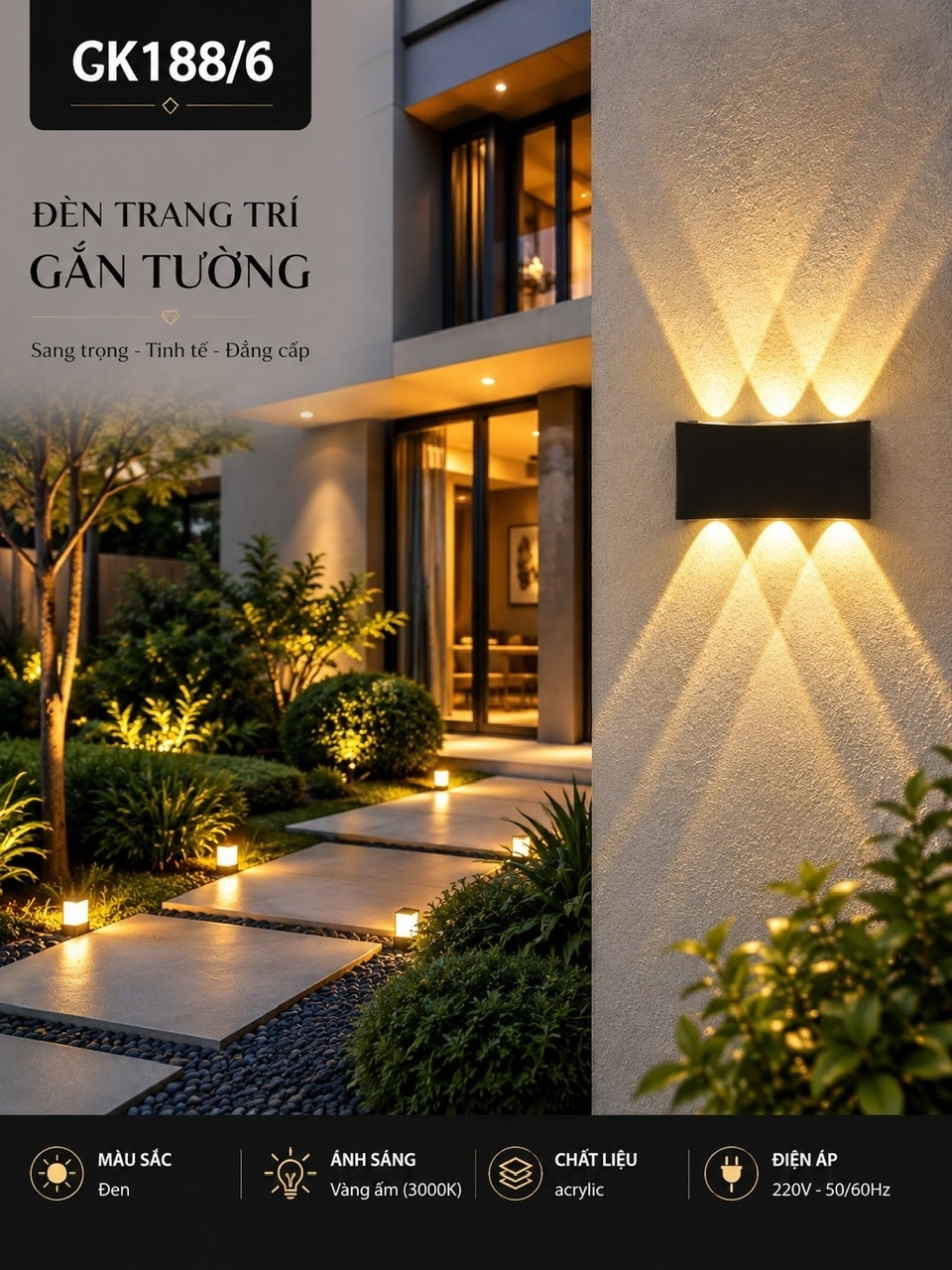 Đèn rọi led as vàng CK188/6BK-1