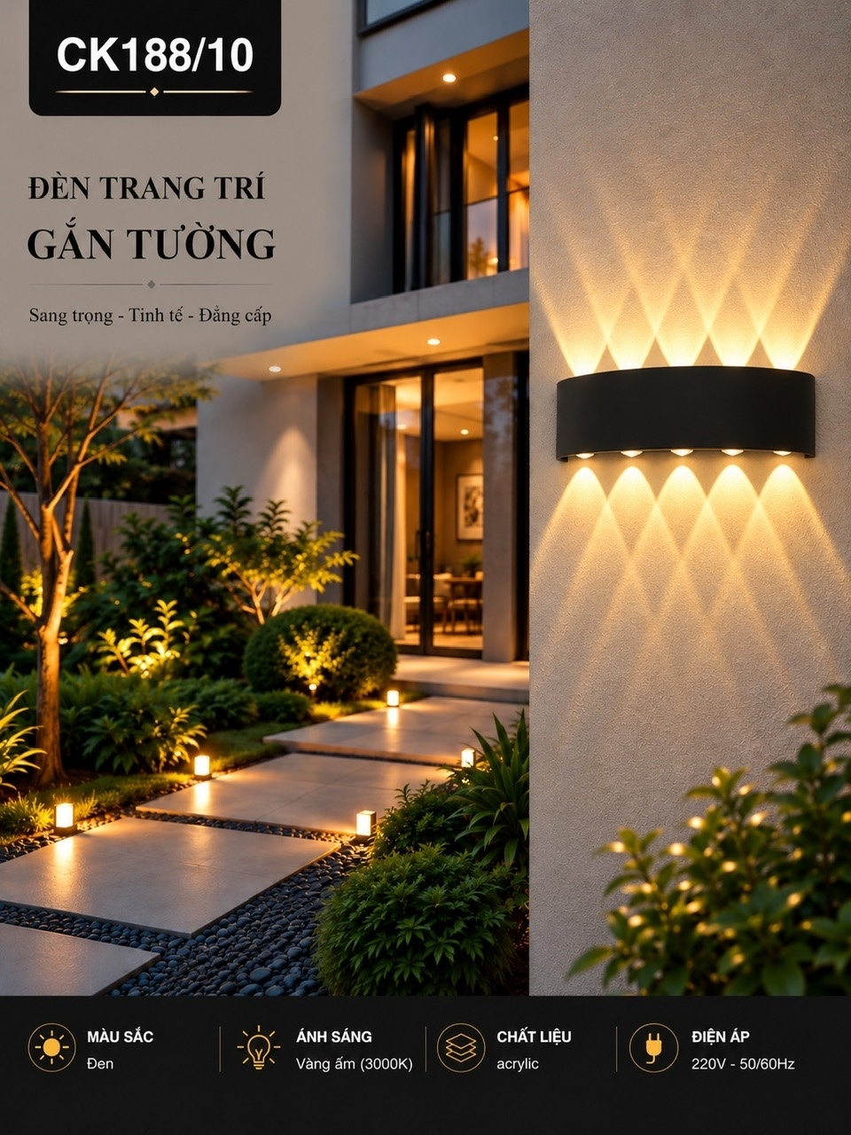 Đèn rọi led as vàng CK188/10BK -1
