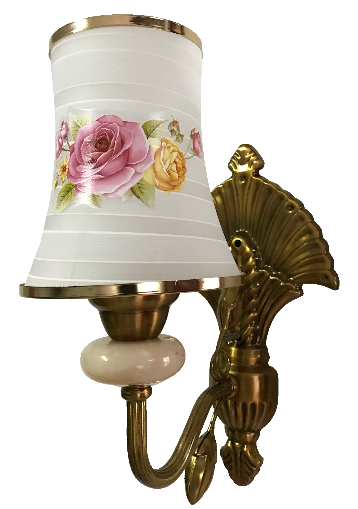 Đèn tường tay mạ đồng chao in hoa 8875