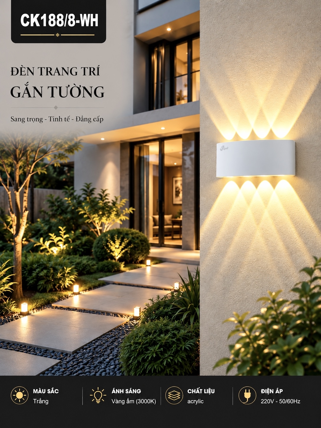 Đèn rọi led as vàng CK188/8WH-1