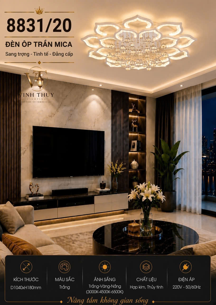 Đèn ốp led cánh hoa 8831/20(R1040xH180)