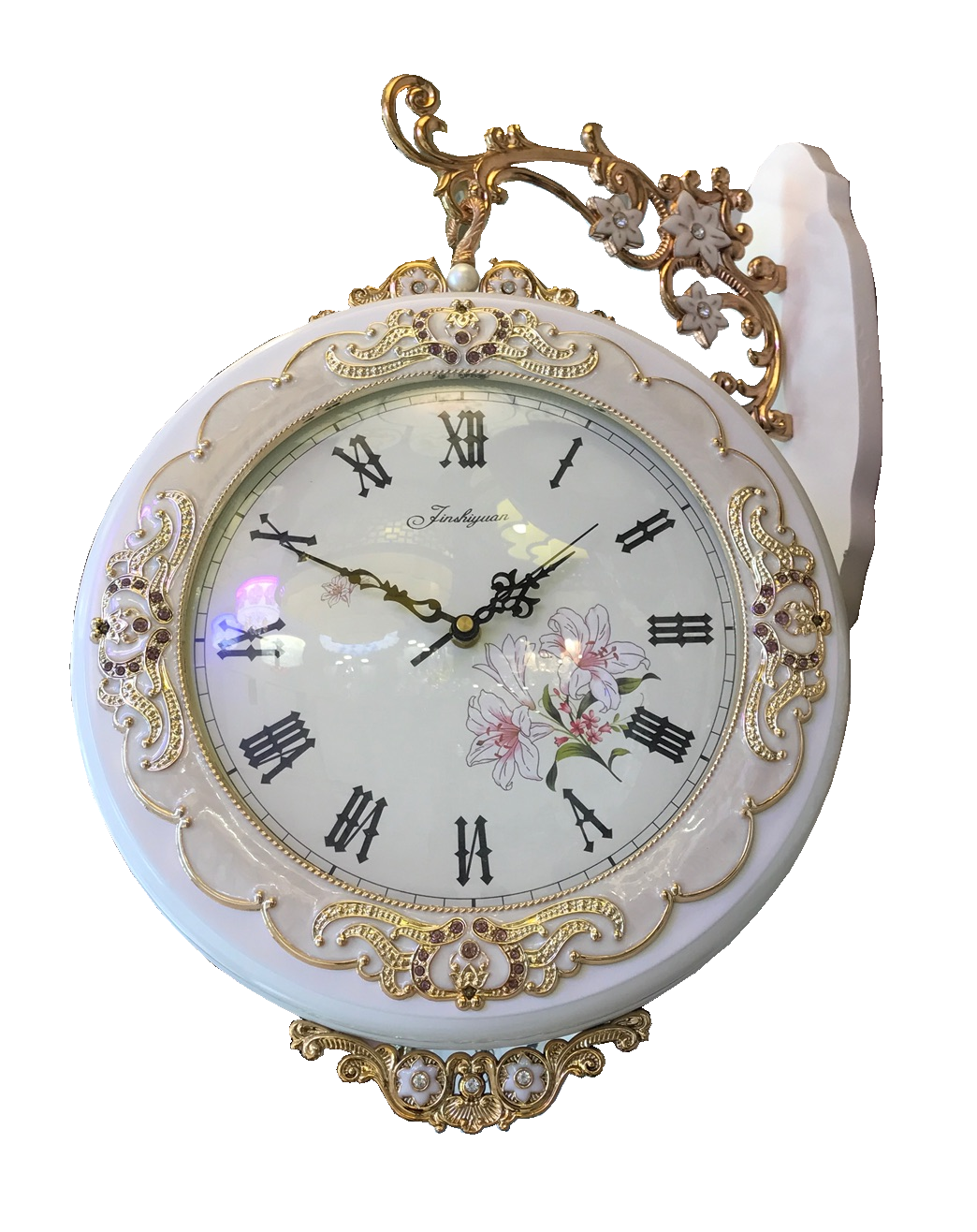 Đồng hồ gỗ trắng đế treo 9028