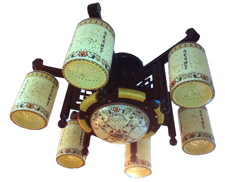 Đèn Chùm 6 tay gỗ gốm 88150/6+1