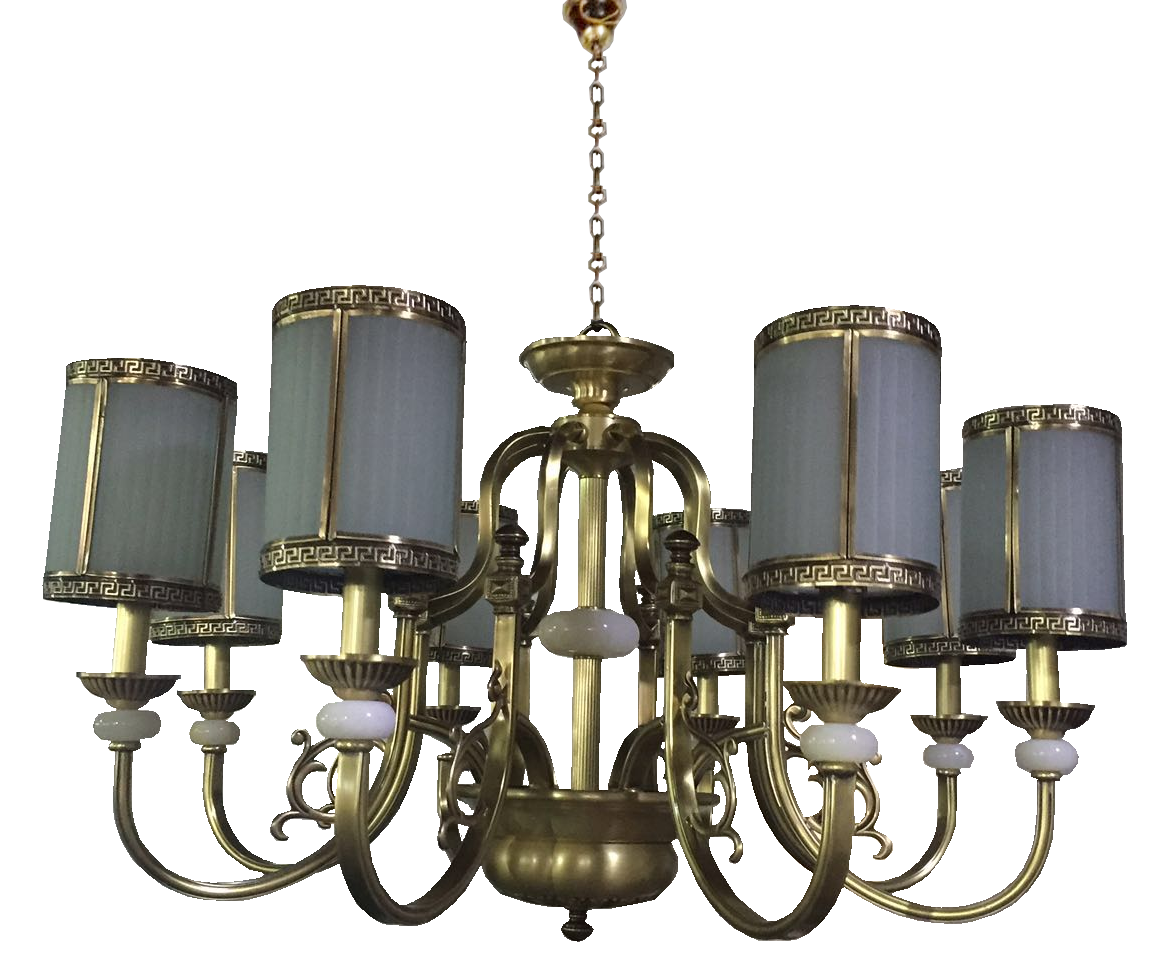 Đèn chùm đồng xịn chao thủy tinh D9067/8