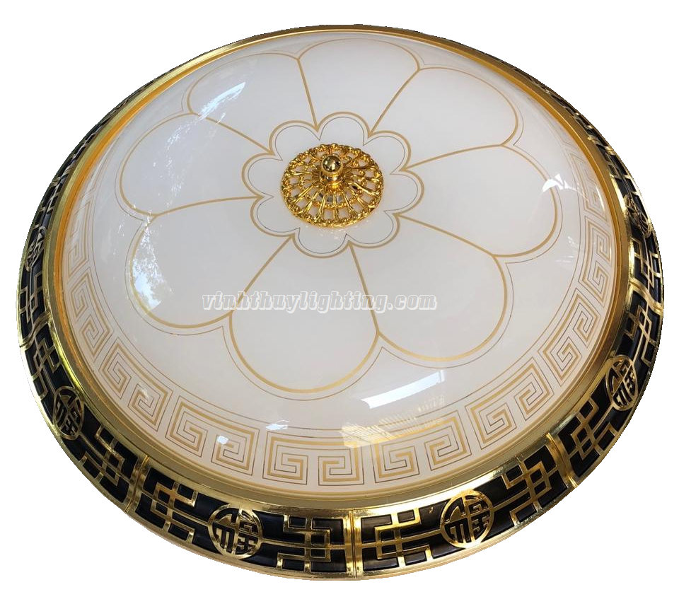 Ốp trần vành hợp kim chao thủy tinh C026-400