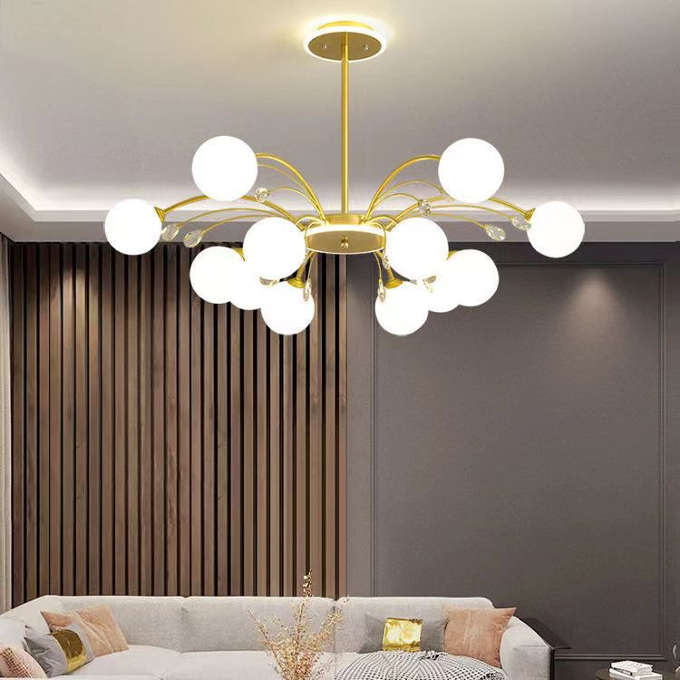 Đèn chùm chao cầu tay sơn vàng đồng 8531/12GD ( 8631/12 GD)