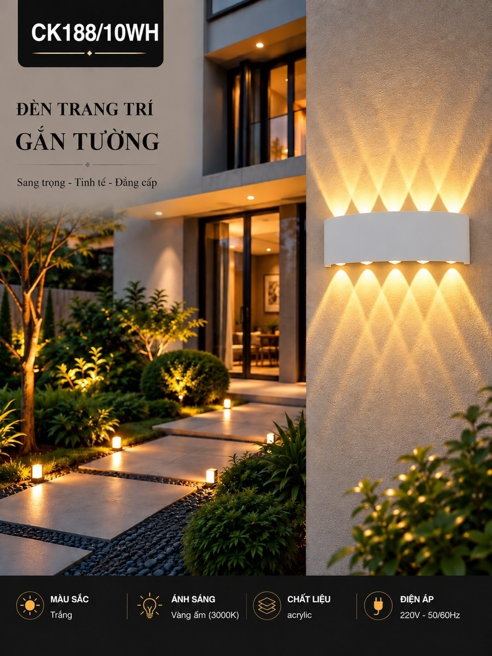 Đèn rọi as vàng CK188/10WH-1