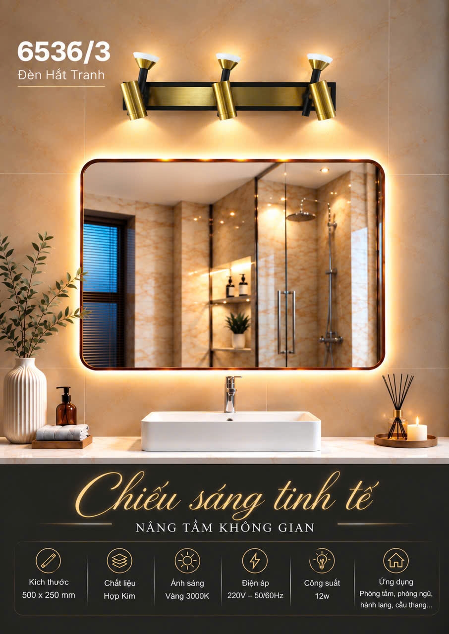 Đèn soi tranh 6536/3 BK+AB