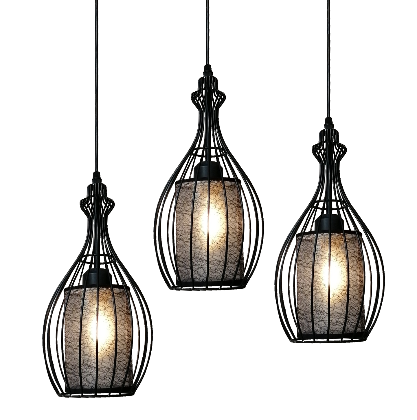Đèn thả 3 chao bầu đen 9759/3