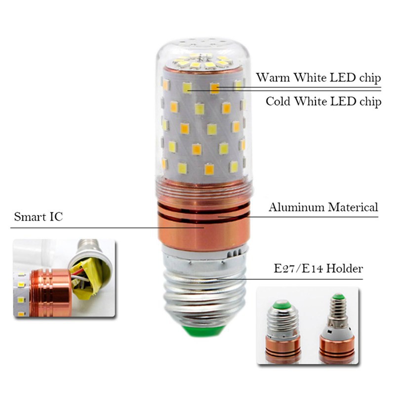 Bóng ngô led 3 màu E14/12W-3CĐ