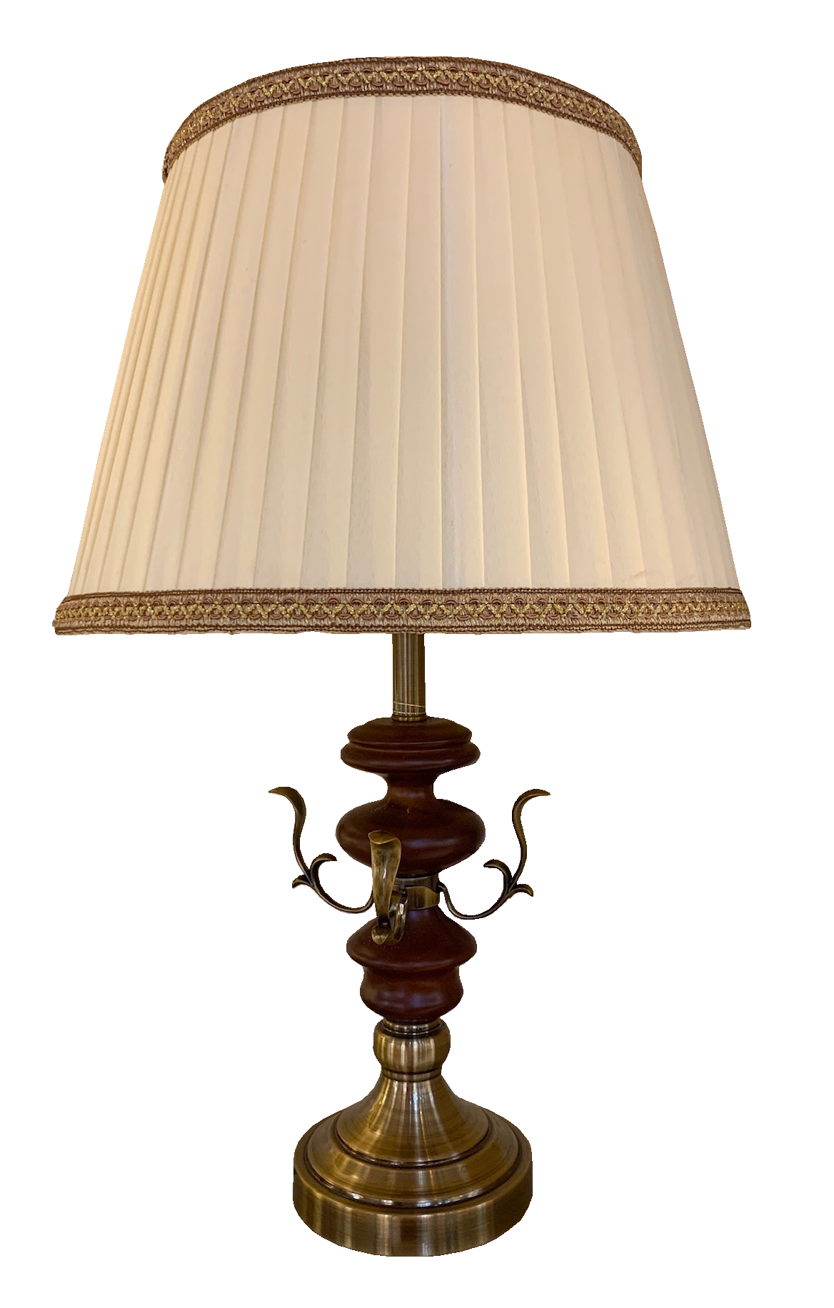 Đèn bàn thân gỗ đế mạ đồng 21212