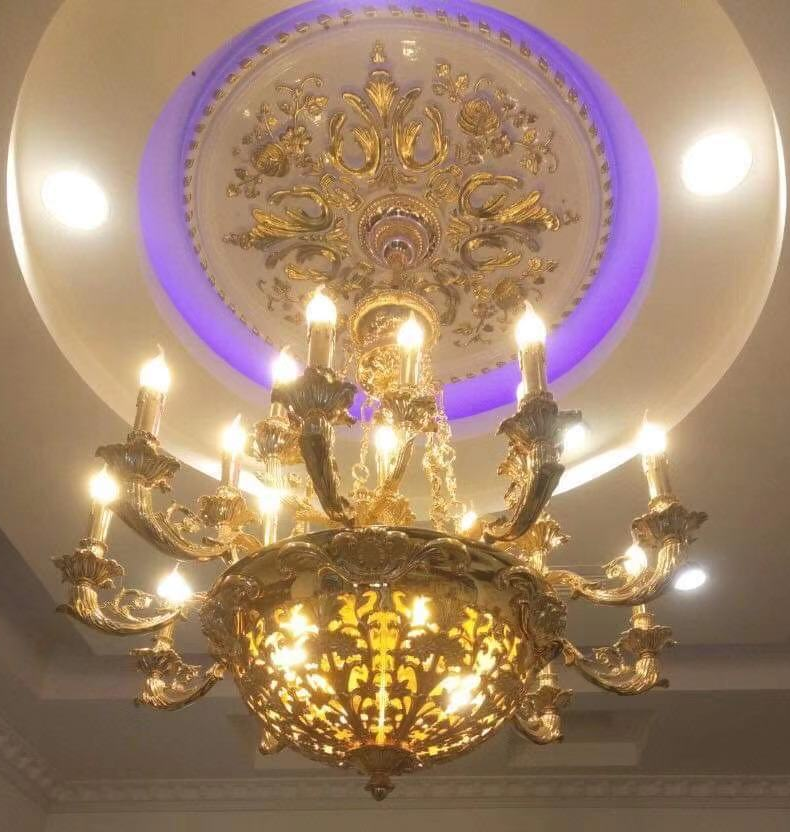 Đèn chùm mạ đồng 5501/18(KT:95cm*H 90cm)