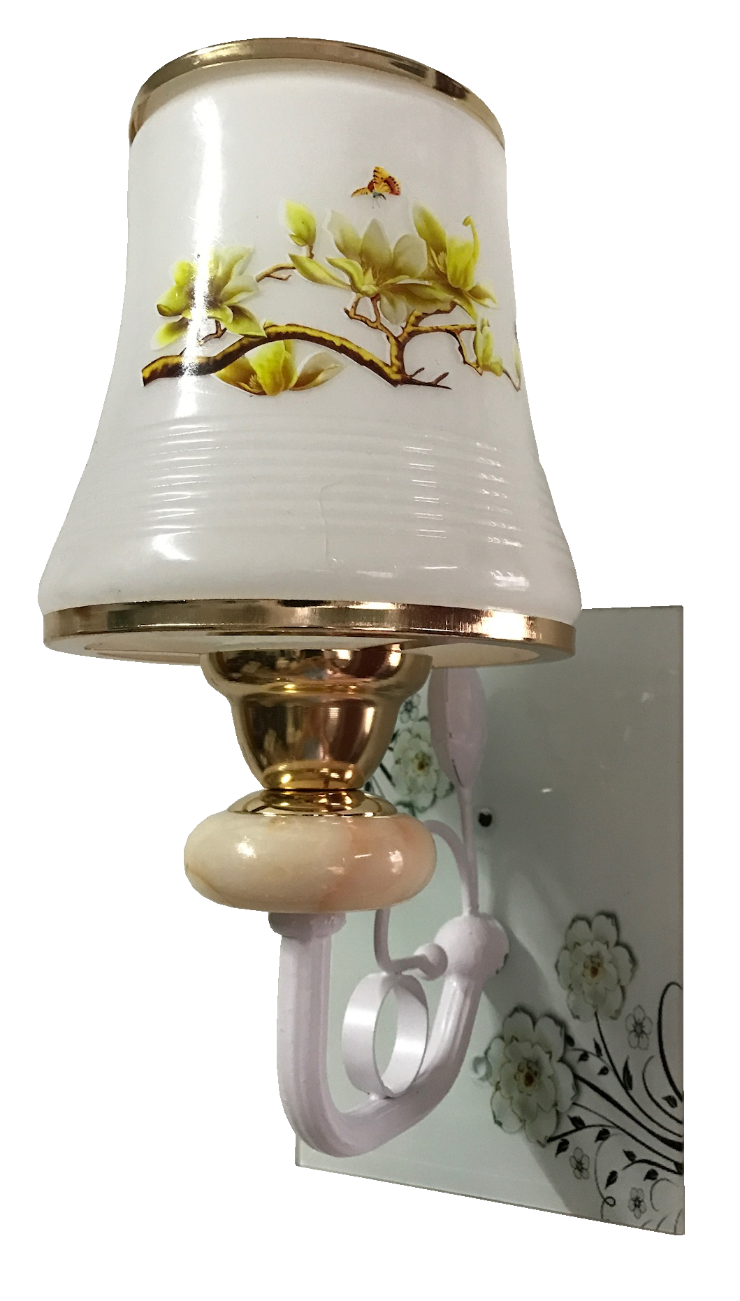 Đèn tường đế kính in hoa lá 8876/1