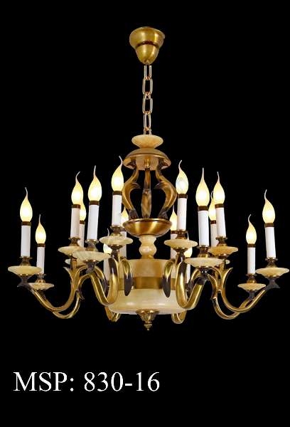 Đèn chùm 16 tay nến đồng xịn 830-16