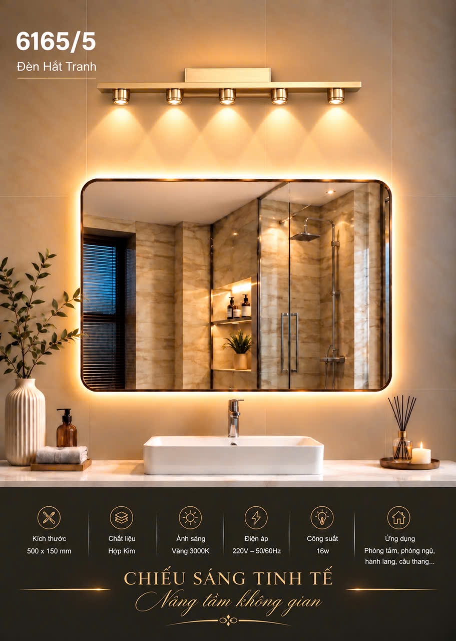 Đèn soi tranh bóng led 6165/5 GD ( 50cm)- 3cđ