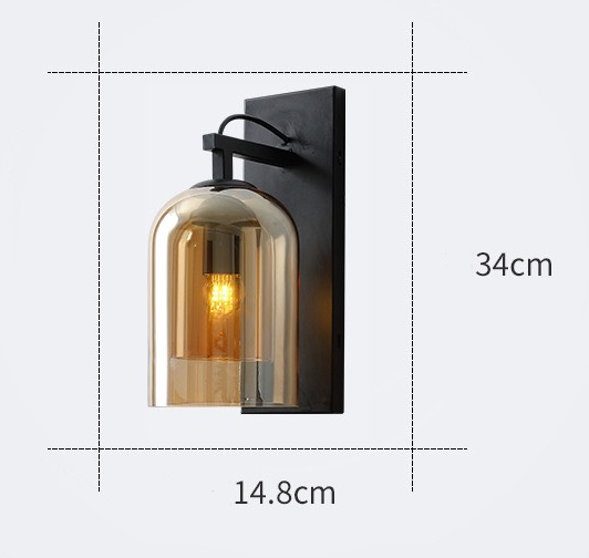 Đèn tường mạ chao thủy tinh W530/1 TEA