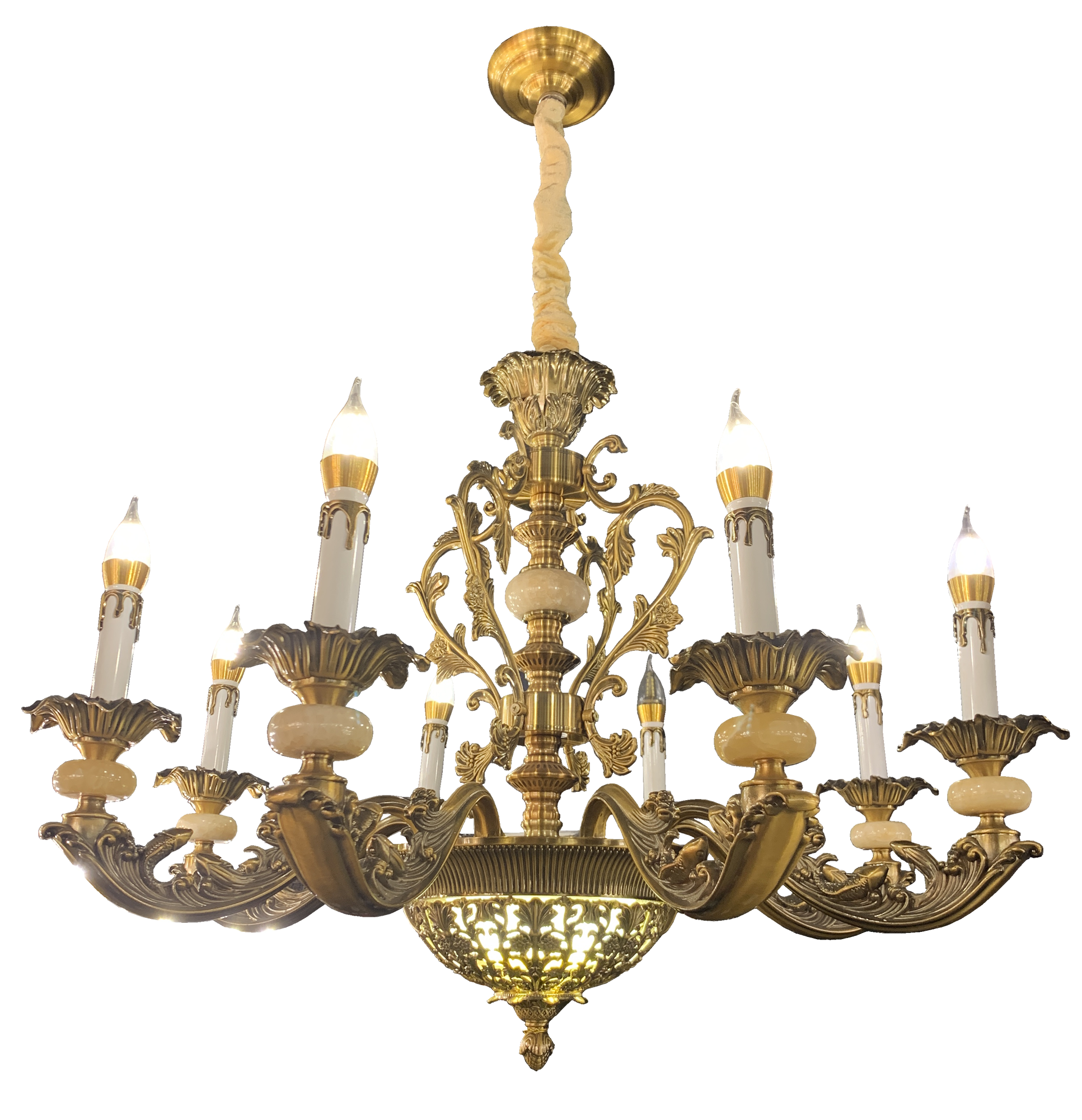 Đèn chùm nến mạ đồng 622/8 (65x70)