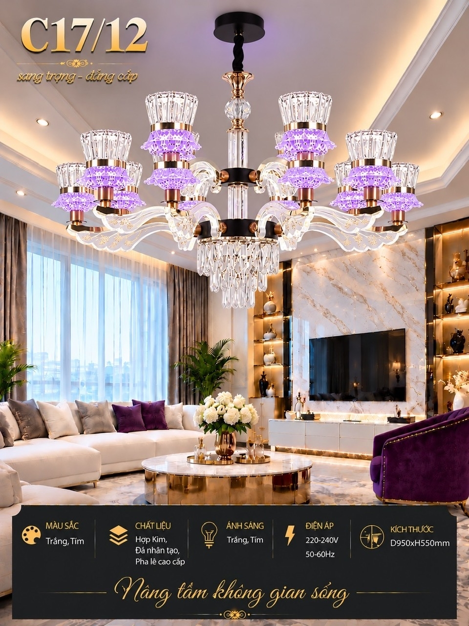 Đèn chùm aganit C17/12