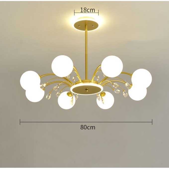 Đèn chùm chao cầu tay sơn màu vàng đồng 8531/8GD