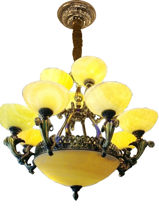 Đèn chùm tay đồng xịn chao đá  (925/8) (KT:1m*H60cm)