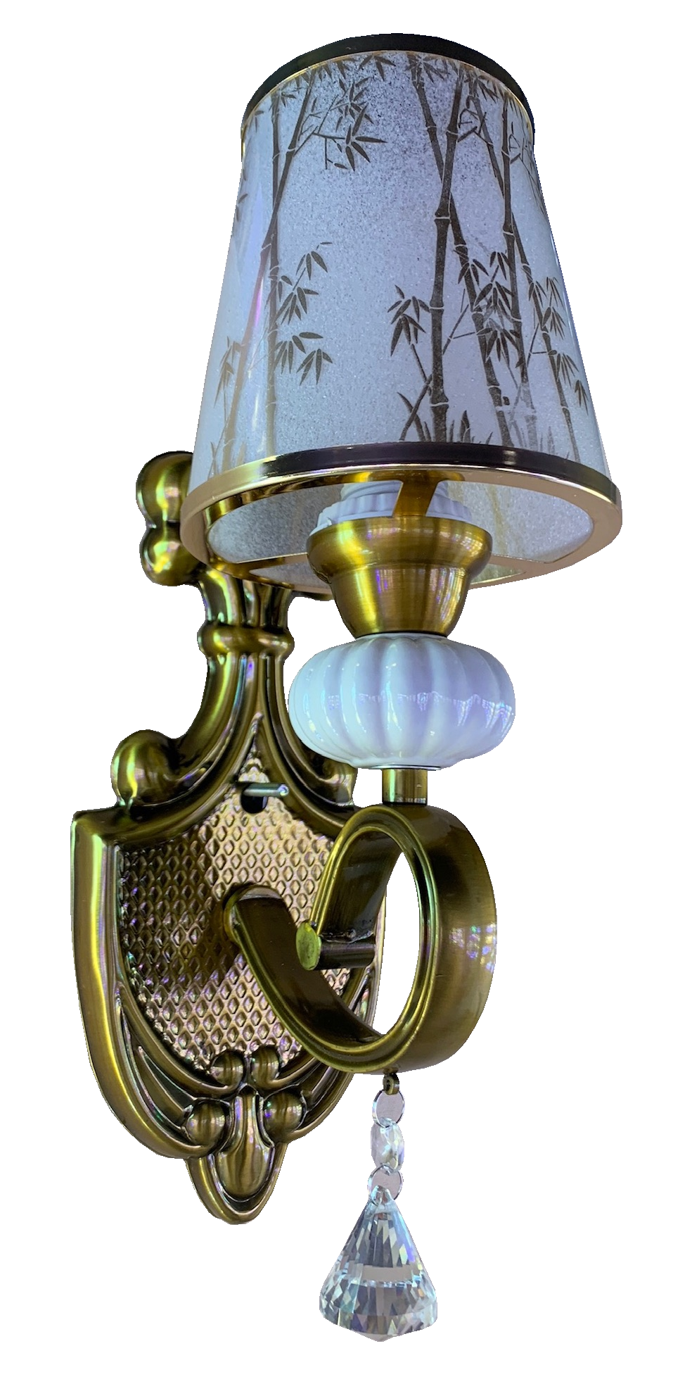 Đèn tường cháo thủy tinh đế mạ đồng F003/1