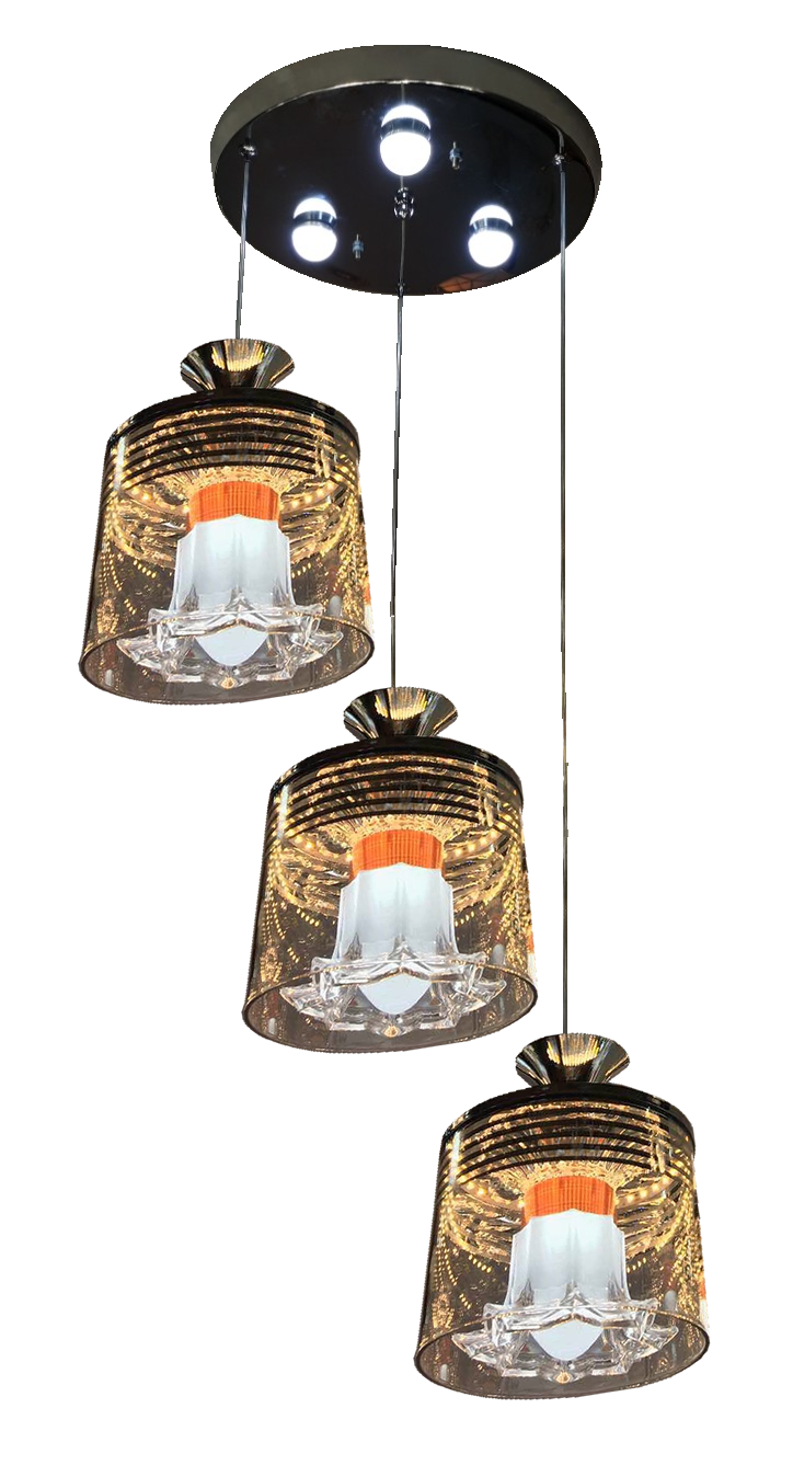 Đèn thả 3 đế led chao thủy tinh 1701/3 (3972/3)