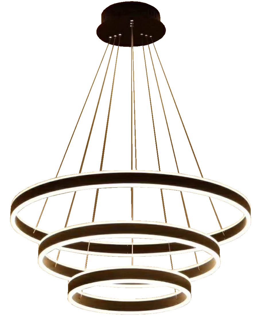 Đèn thả 3 vòng LED trắng đen 010/250+400+600