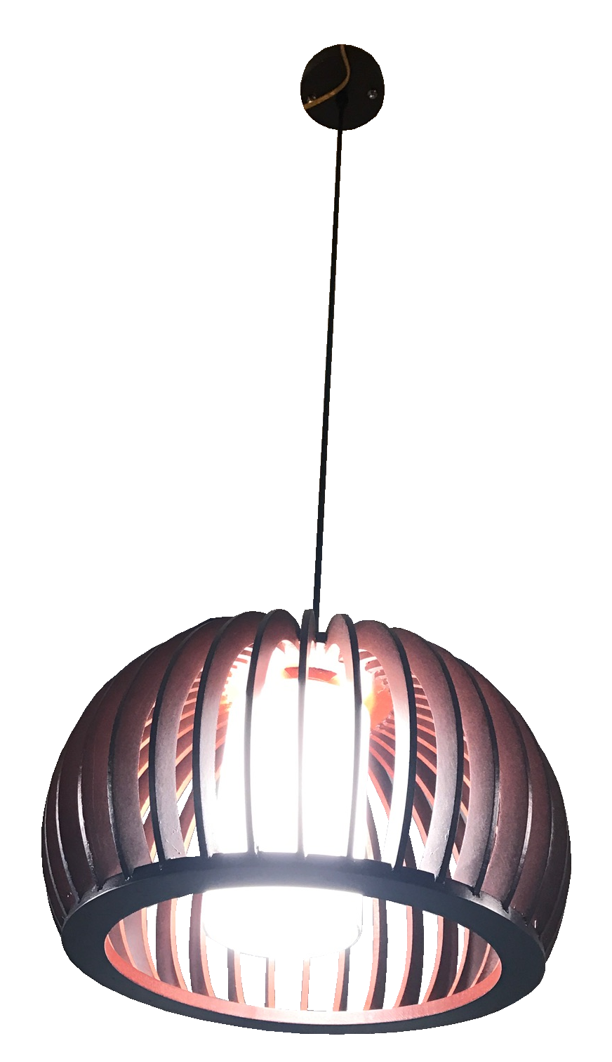 Đèn thả đơn gỗ chao thủy tinh 1018-1