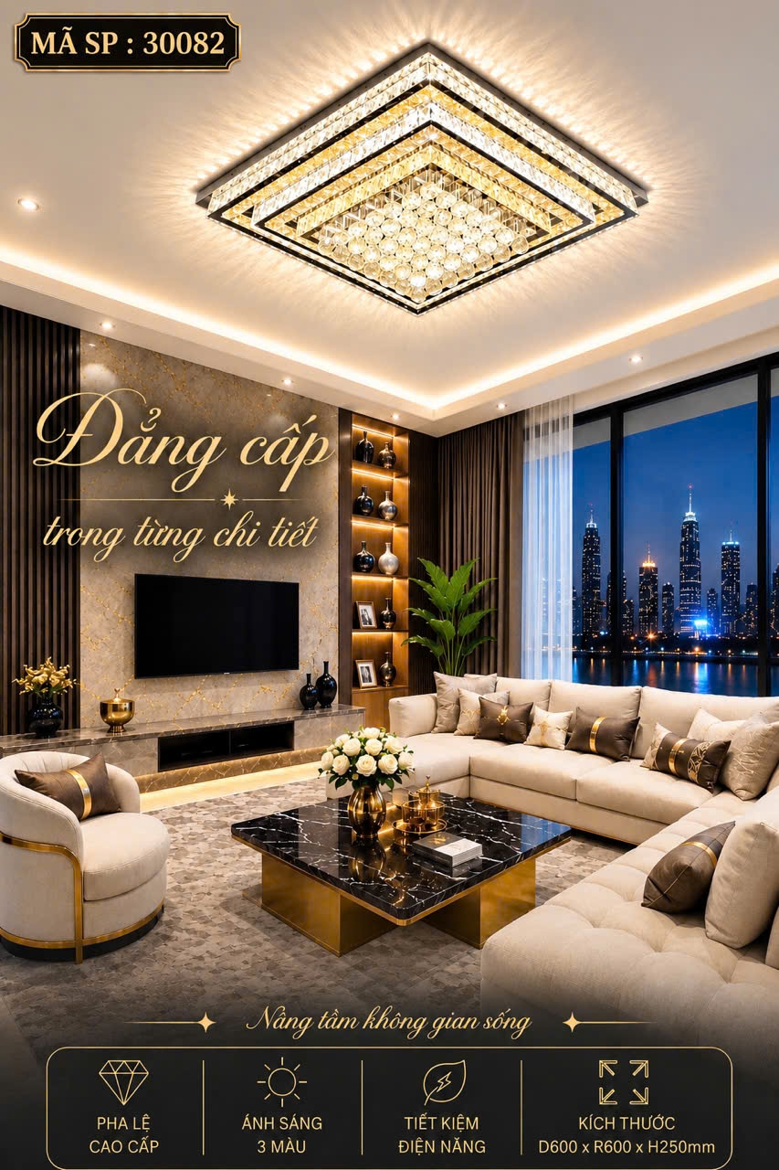 Đèn mâm vuông phale 30082/600